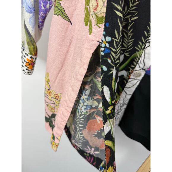 John Mark Women’s 3X Mixed Media Floral Tunic Blouse Button Front Boho Birds - Picture 6 of 10